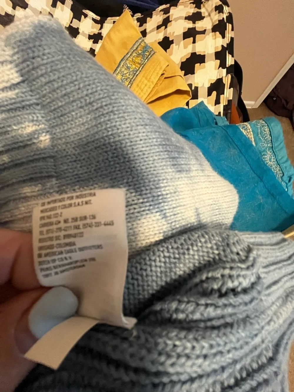 American Eagle Outfitters Navy and White Tie-Dye Scoop Neck Sweater - Picture 8 of 8